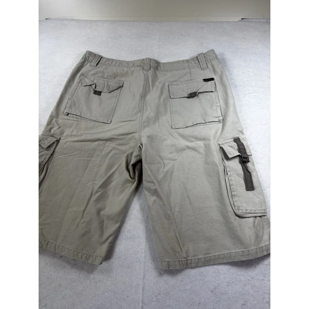 Military Denim Shorts Mens 35x12‎ Khaki Cargo Y2K Pockets